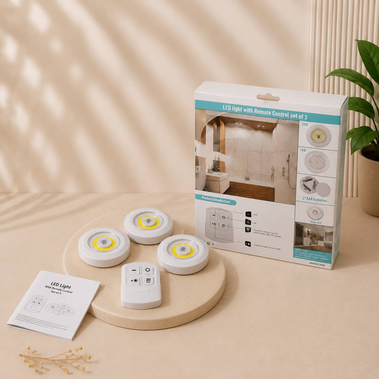 چراغ زیر کابینتی ریموت دار اورجینال 3in1 بسته 3 عددی